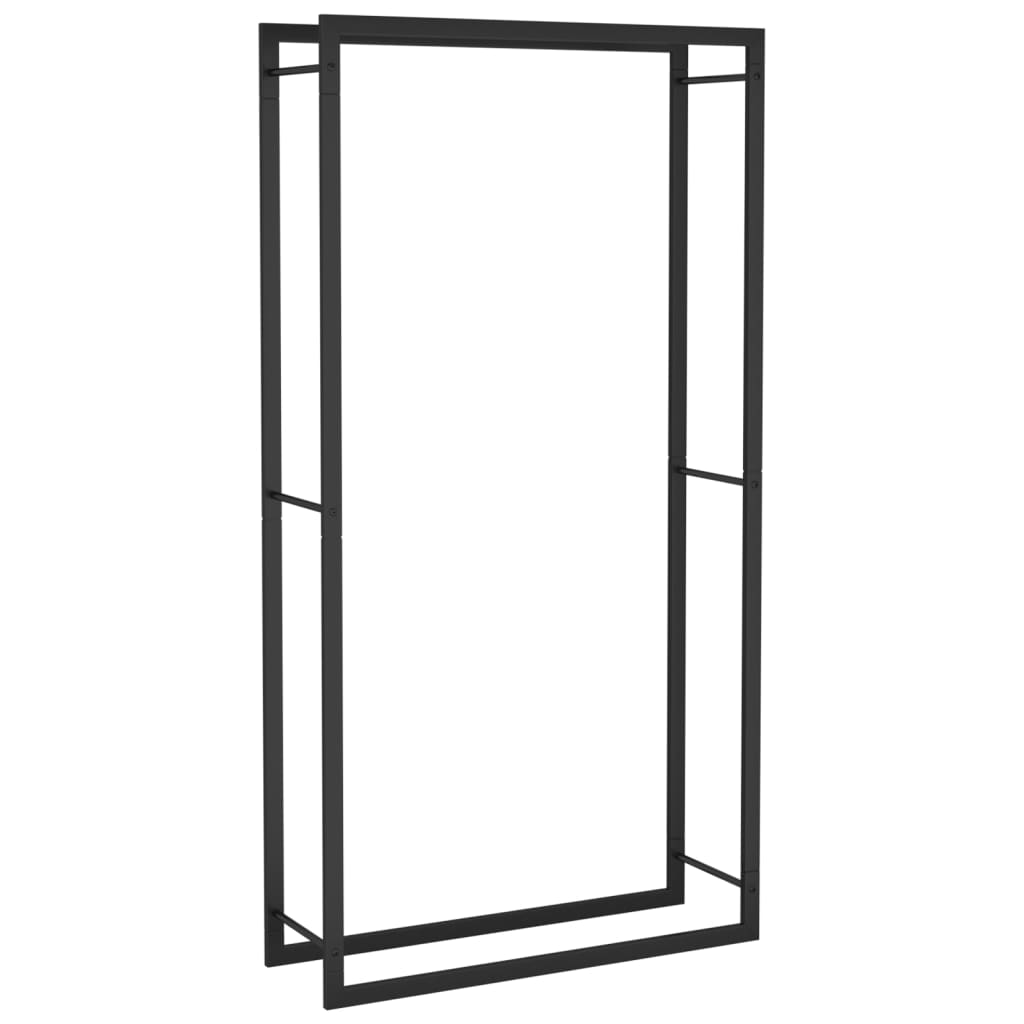 Brennholzregal Stahl Mattschwarz 80x28x154 cm Kaminholzlager Feuerholzhalter