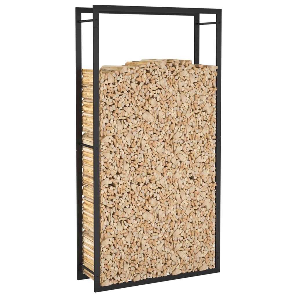 Brennholzregal Stahl Mattschwarz 80x28x154 cm Kaminholzlager Feuerholzhalter