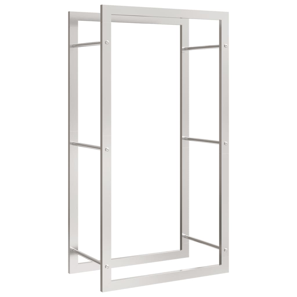 Brennholzregal Edelstahl Metallregal Silber 50x28x94 cm Kaminholzlager Feuerholzständer
