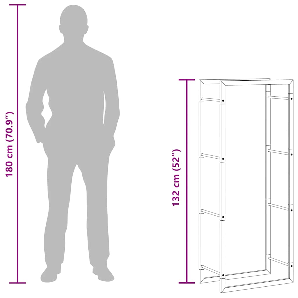 Brennholzregal 50x28x132 cm Edelstahl Holzlager Feuerholzhalter