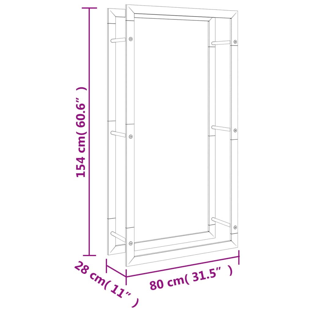 Brennholzregal 80x28x154 cm Edelstahl Holzlager Feuerholzhalter