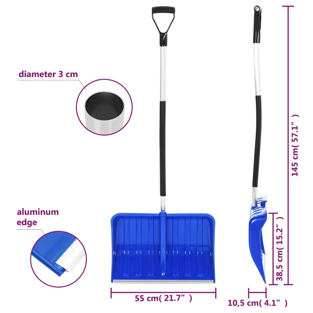 Schneeschaufel Blau 145 cm Aluminium 55 x 11 x 39 cm Schneeschieber