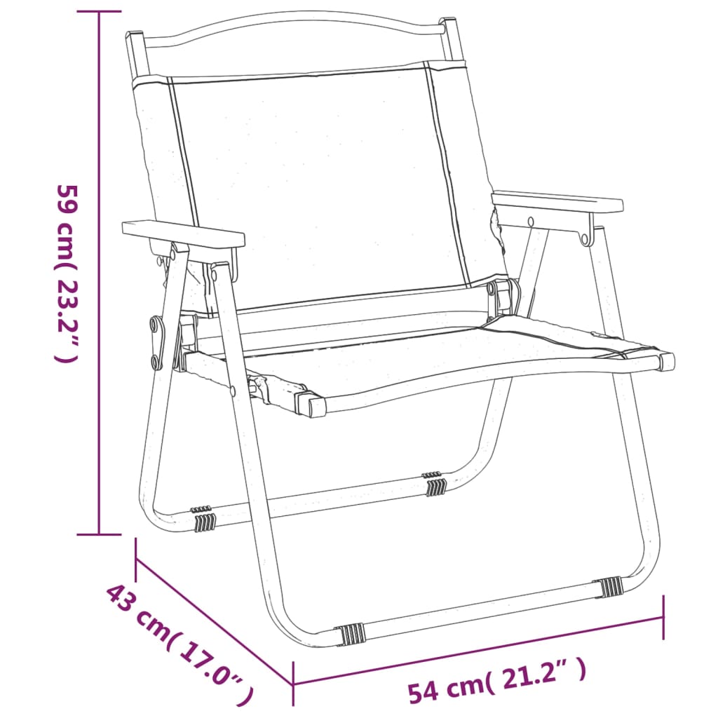 Campingstühle 2 Stk. Schwarz 54x43x59 cm Oxford-Gewebe klappbar