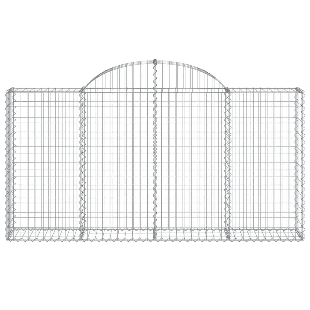 Gabione mit Hochbogen 200x30x100/120 cm Verzinktes Eisen Steinkorb Silber Grau