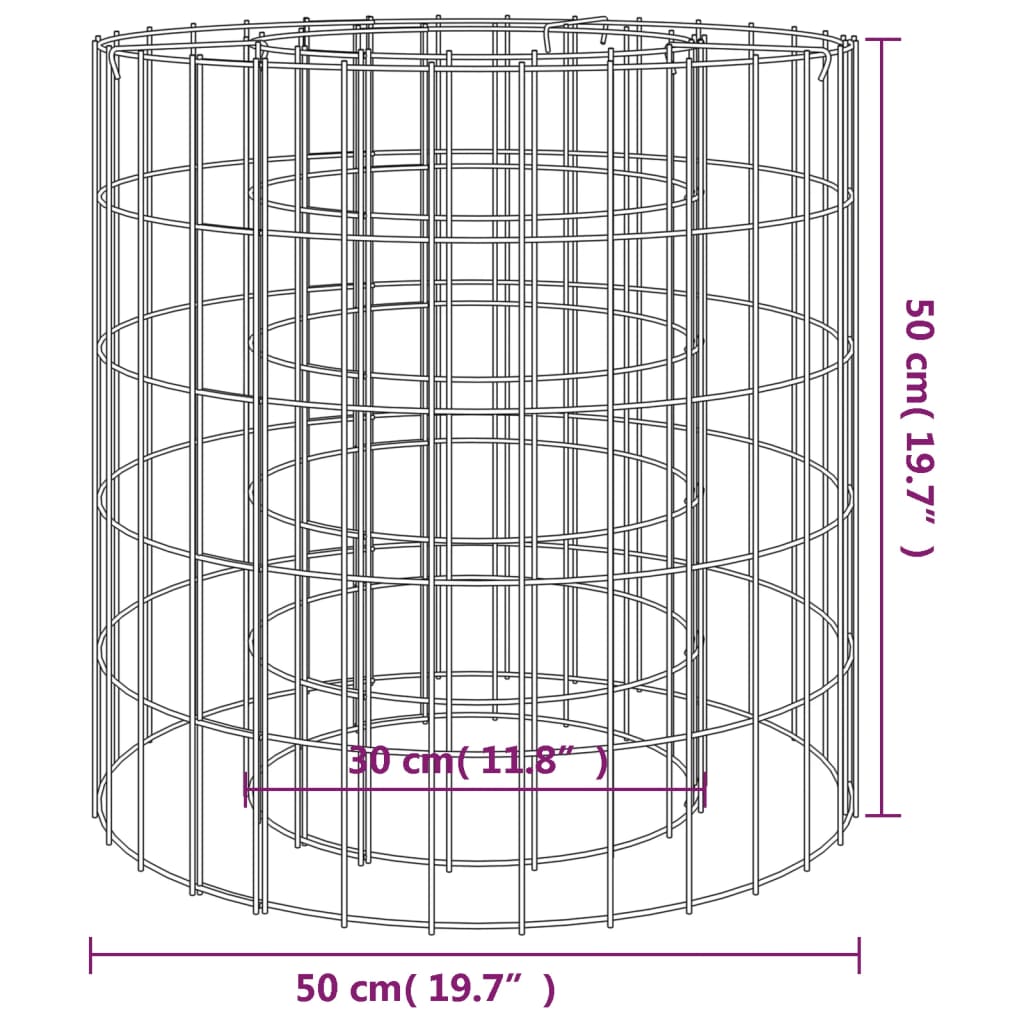 Gabionen-Feuerstelle Ø 50 cm 50 cm hoch Feuersäule Gartensäule Verzinkt Feuerschale