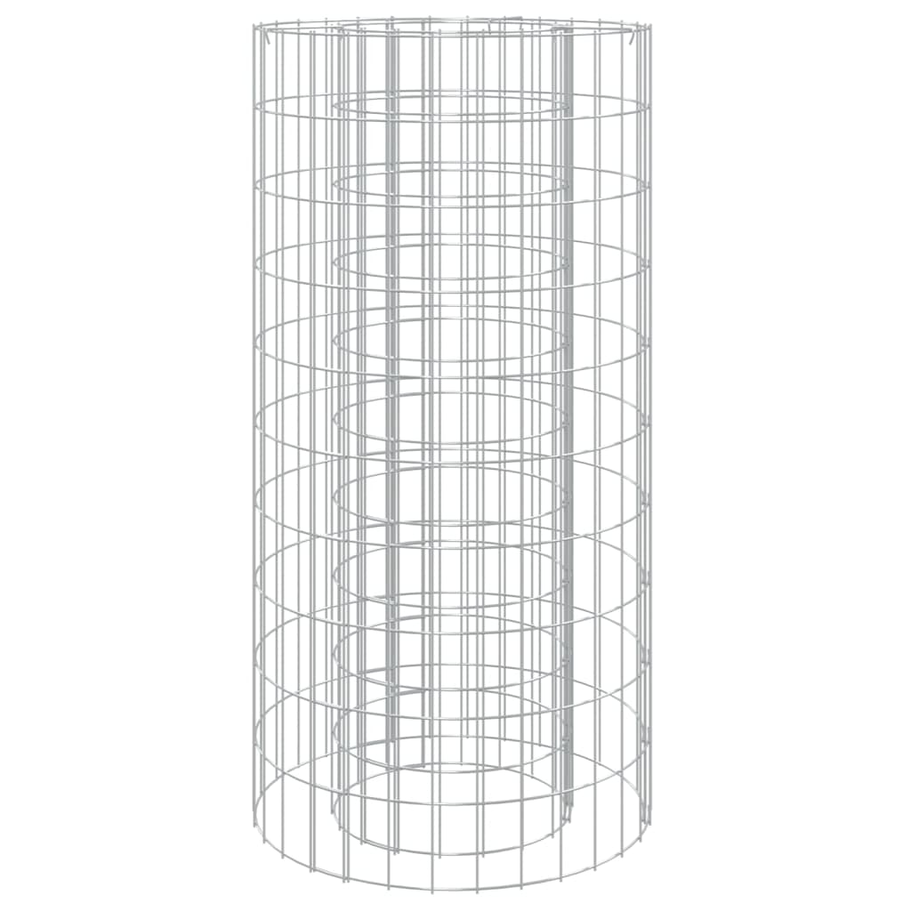 Gabionen-Feuerstelle Ø 50 cm 100 cm hoch Feuersäule Gartensäule Verzinkt Feuerschale
