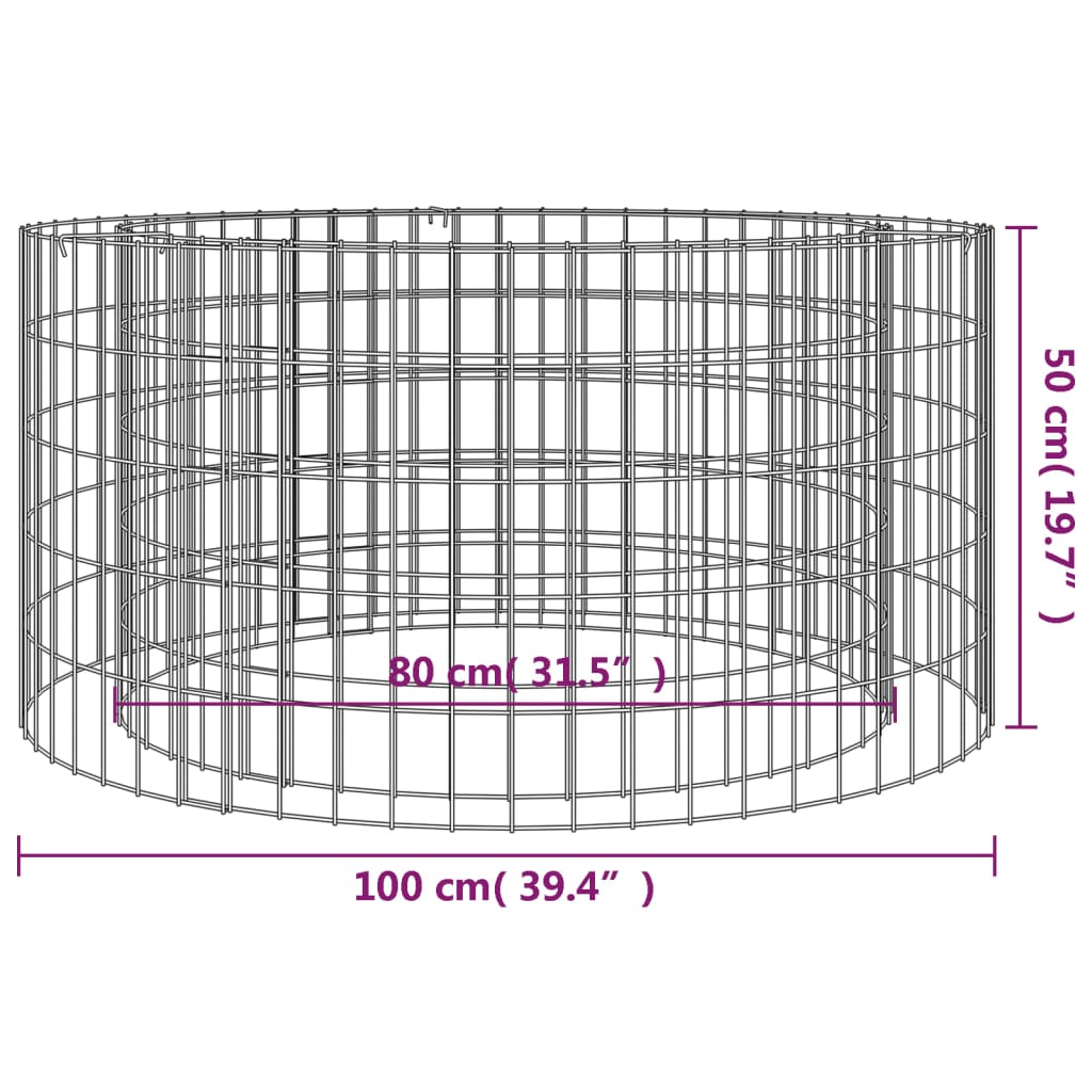 Gabionen-Feuerstelle Ø 100 cm 50 cm hoch Feuersäule Gartensäule Verzinkt Feuerschale