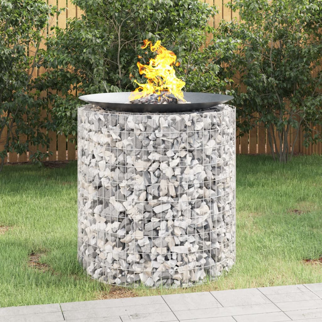 Gabionen-Feuerstelle Ø 100 cm 100 cm hoch Feuersäule Gartensäule Verzinkt Feuerschale