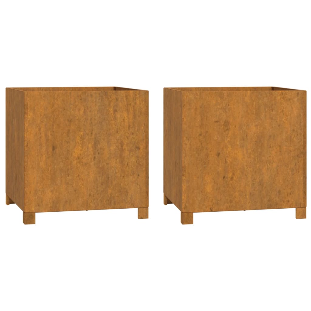 Hochbeet 2x Pflanzkübel mit Beinen Rostig 49x47x50 cm Cortenstahl
