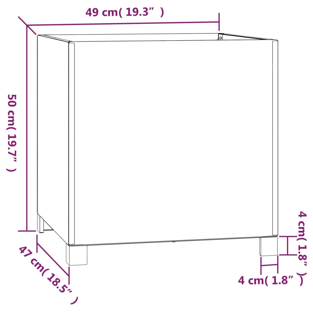 Hochbeet 2x Pflanzkübel mit Beinen Rostig 49x47x50 cm Cortenstahl