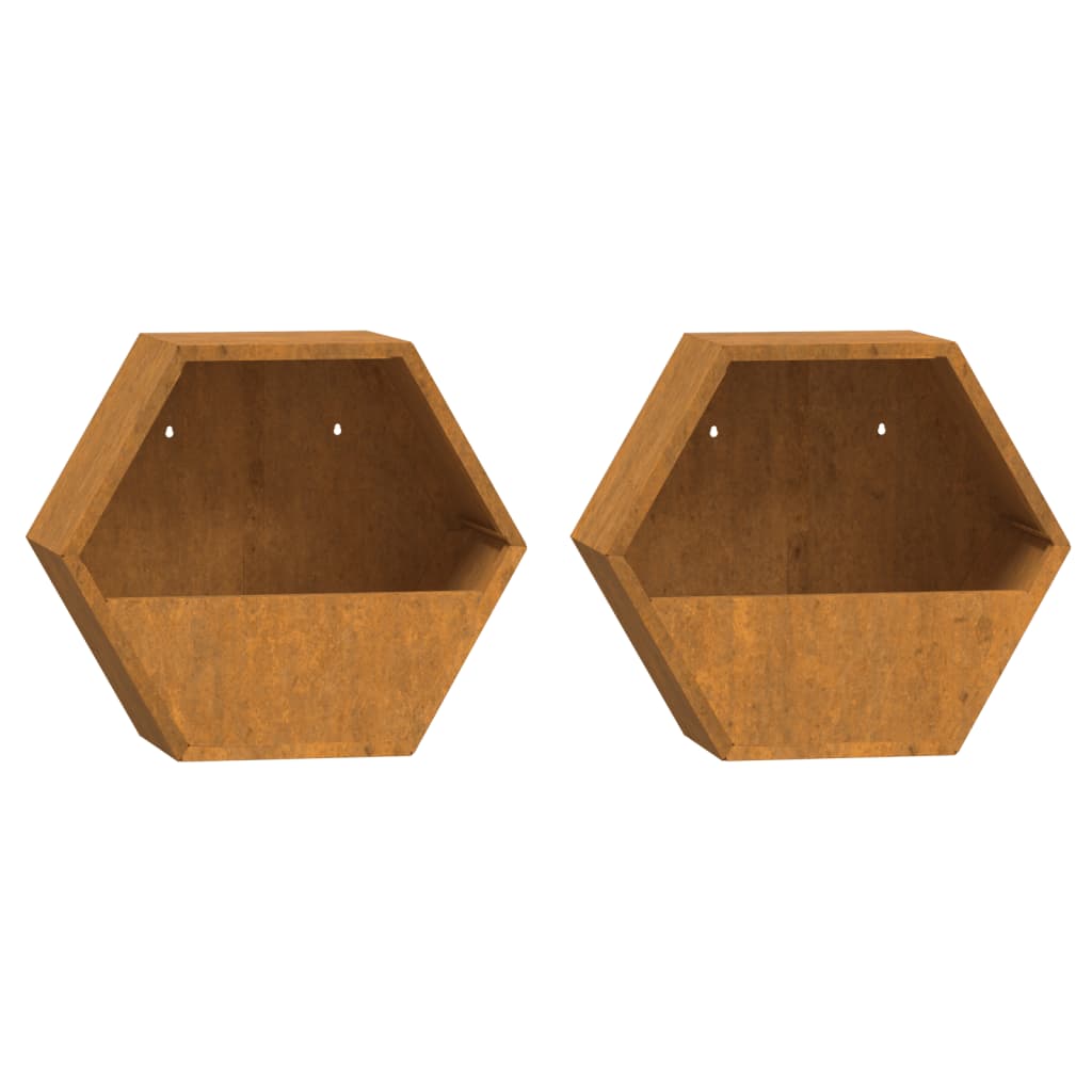Wand-Pflanzkübel 2 Stk. Rostig Cortenstahl 30x10x25 cm Blumentopf