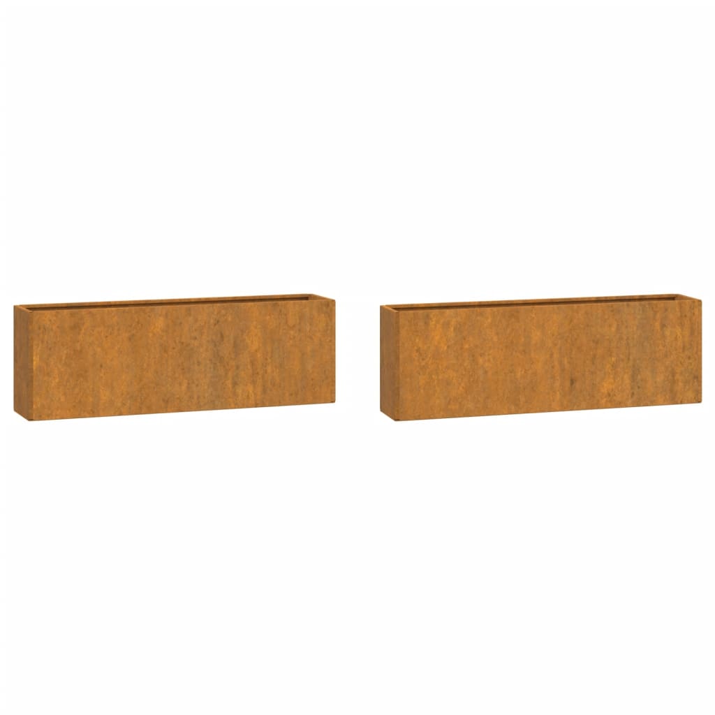 Wand-Pflanzkübel 2 Stk. Rostig Cortenstahl 57x10x17 cm Blumentopf