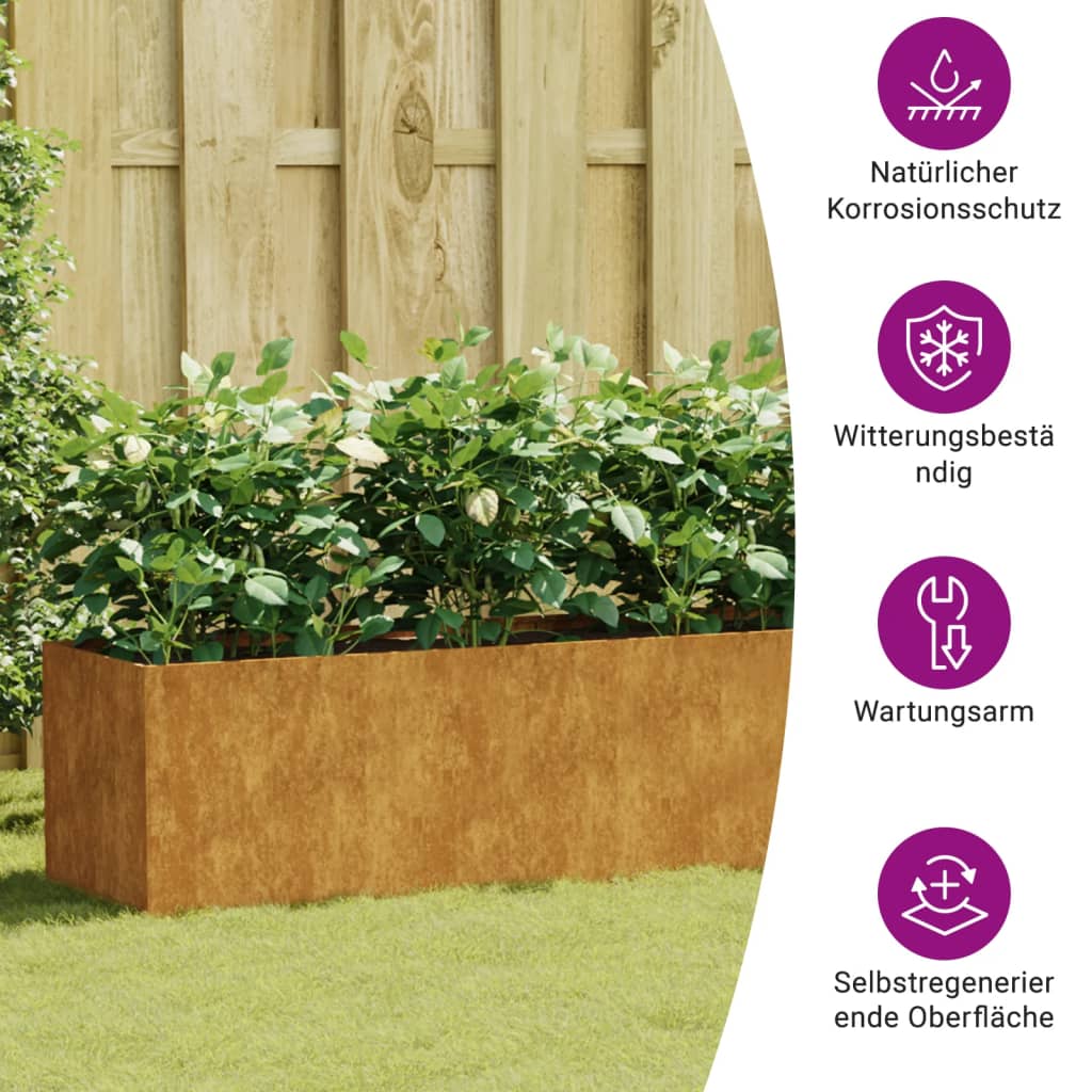 Hochbeet 280x40x40 cm Cortenstahl rostig Pflanzbeet Pflanzkasten