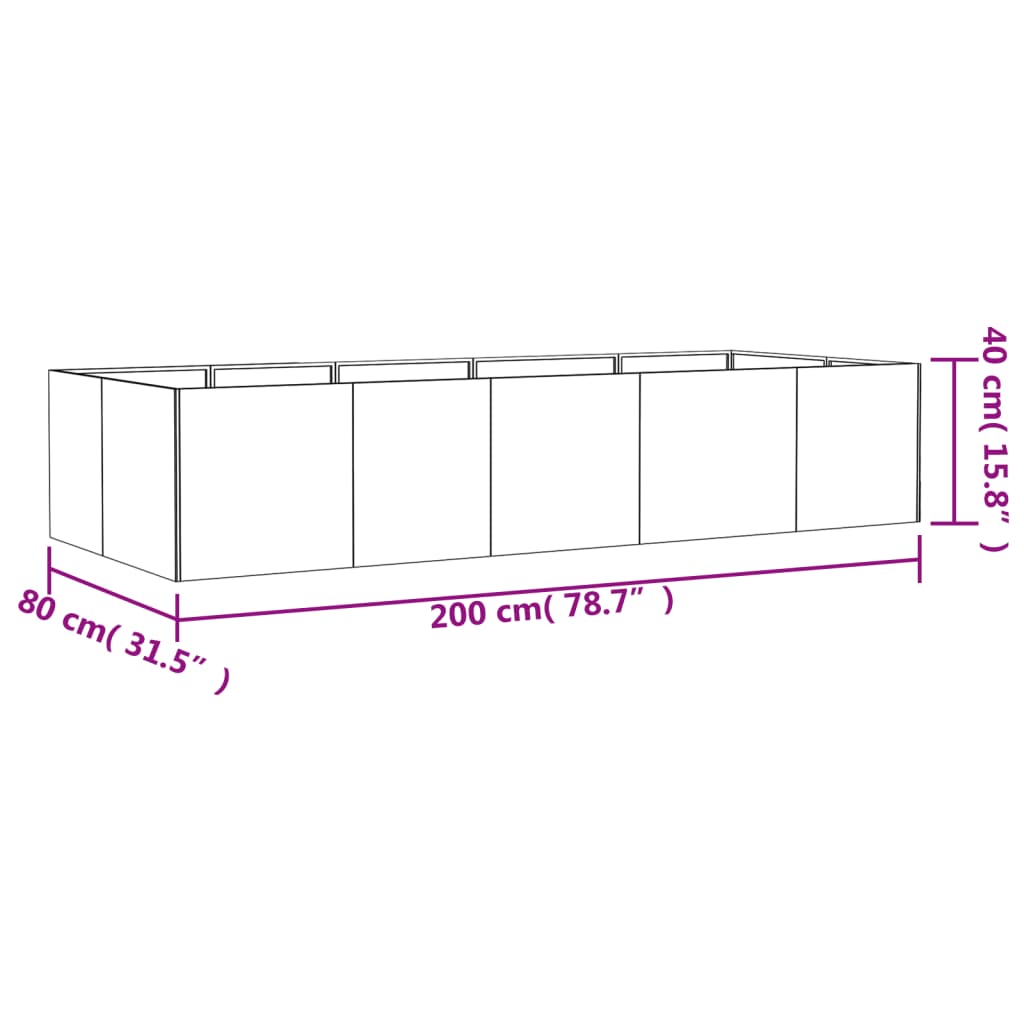 Hochbeet 200x80x40 cm Cortenstahl rostig Pflanzbeet Pflanzkasten