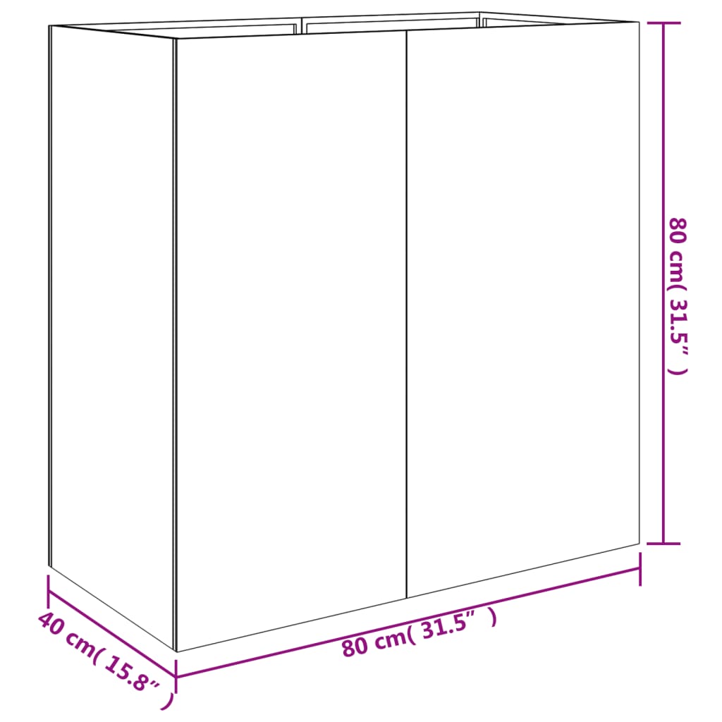 Hochbeet 80x40x80 cm Cortenstahl rostig Pflanzbeet Pflanzkasten