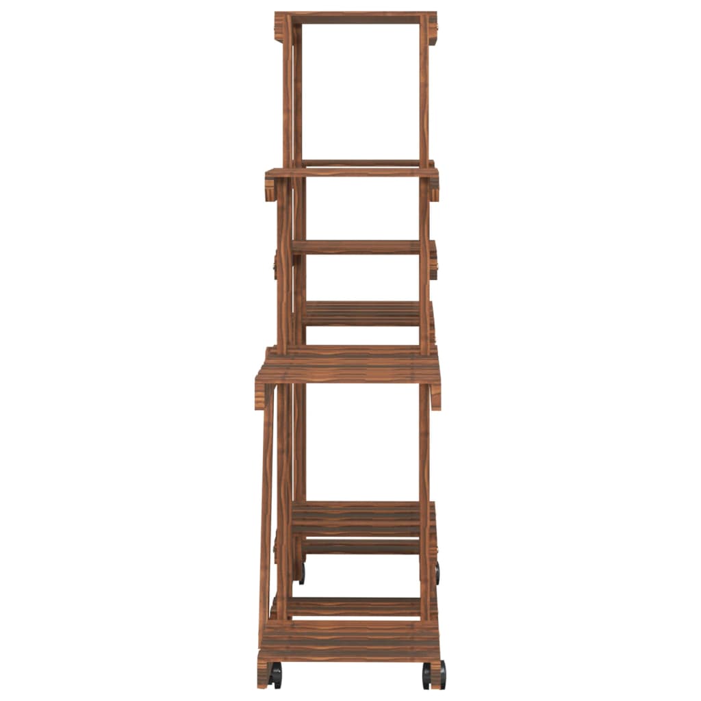 Blumenständer mit Rollen 110x25x101 cm Massivholz Tanne Retrostil Braun