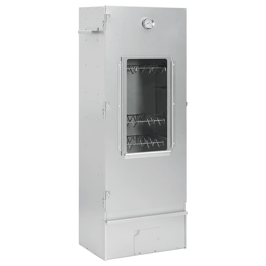 Räucherofen 44,5 x 29 x 110 cm mit Tisch verzinkt Räucherschrank silber
