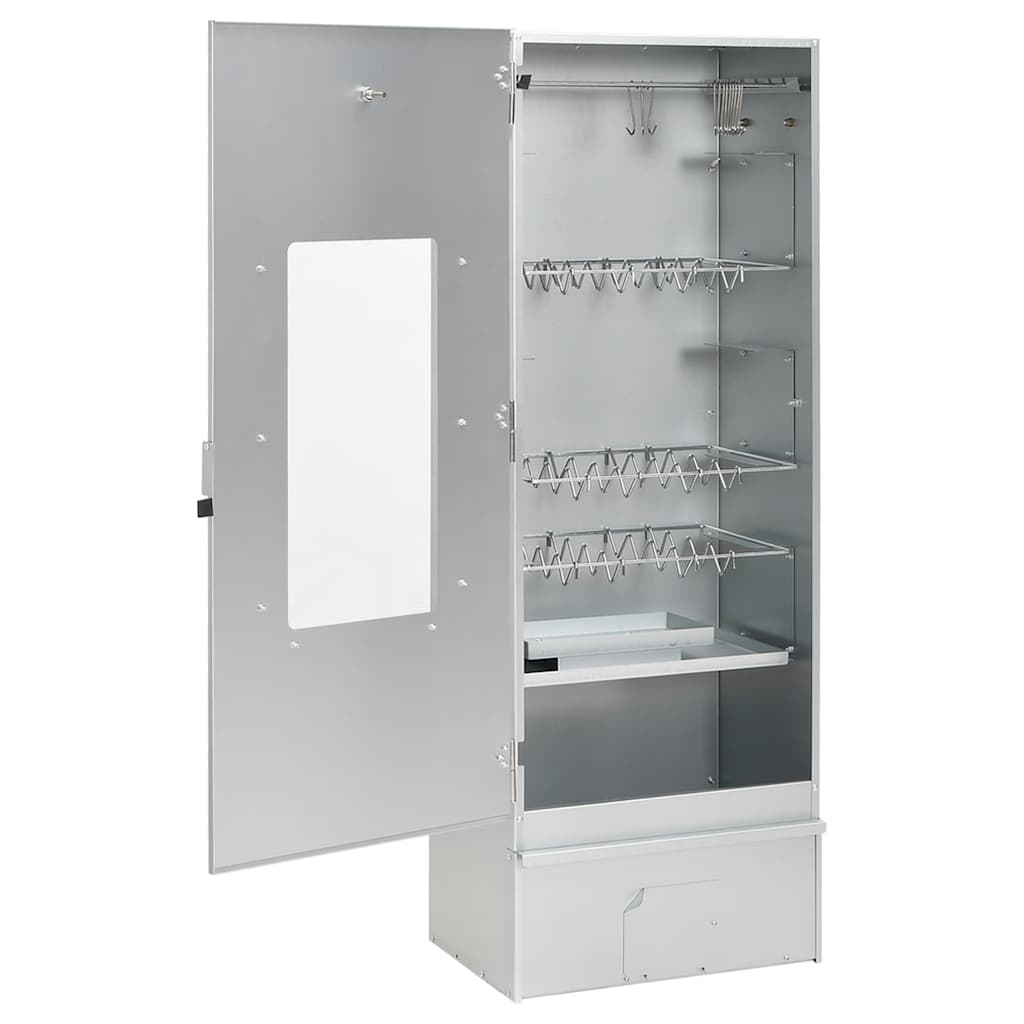 Räucherofen 44,5 x 29 x 110 cm mit Tisch verzinkt Räucherschrank silber
