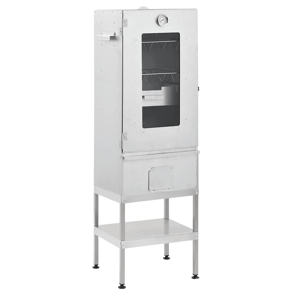 Räucherofen 44,5 x 29 x 83 cm mit Tisch 40 x 28 x 44,5 cm verzinkt Räucherschrank silber