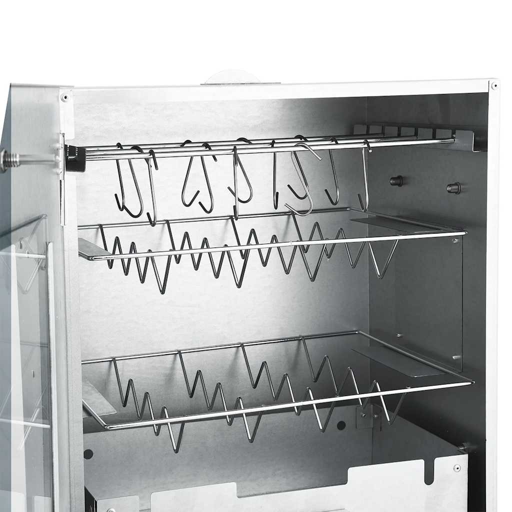 Räucherofen 44,5 x 29 x 83 cm mit Tisch 40 x 28 x 44,5 cm verzinkt Räucherschrank silber