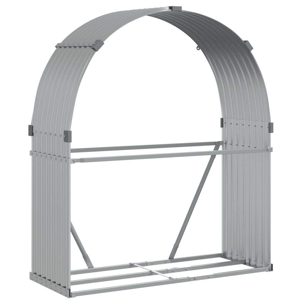 Brennholzunterstand Silber 120x45x140 cm Verzinkter Stahl Holzlager außen