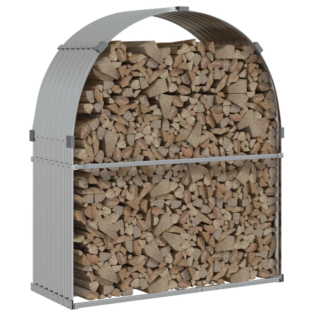 Brennholzunterstand Silber 120x45x140 cm Verzinkter Stahl Holzlager außen