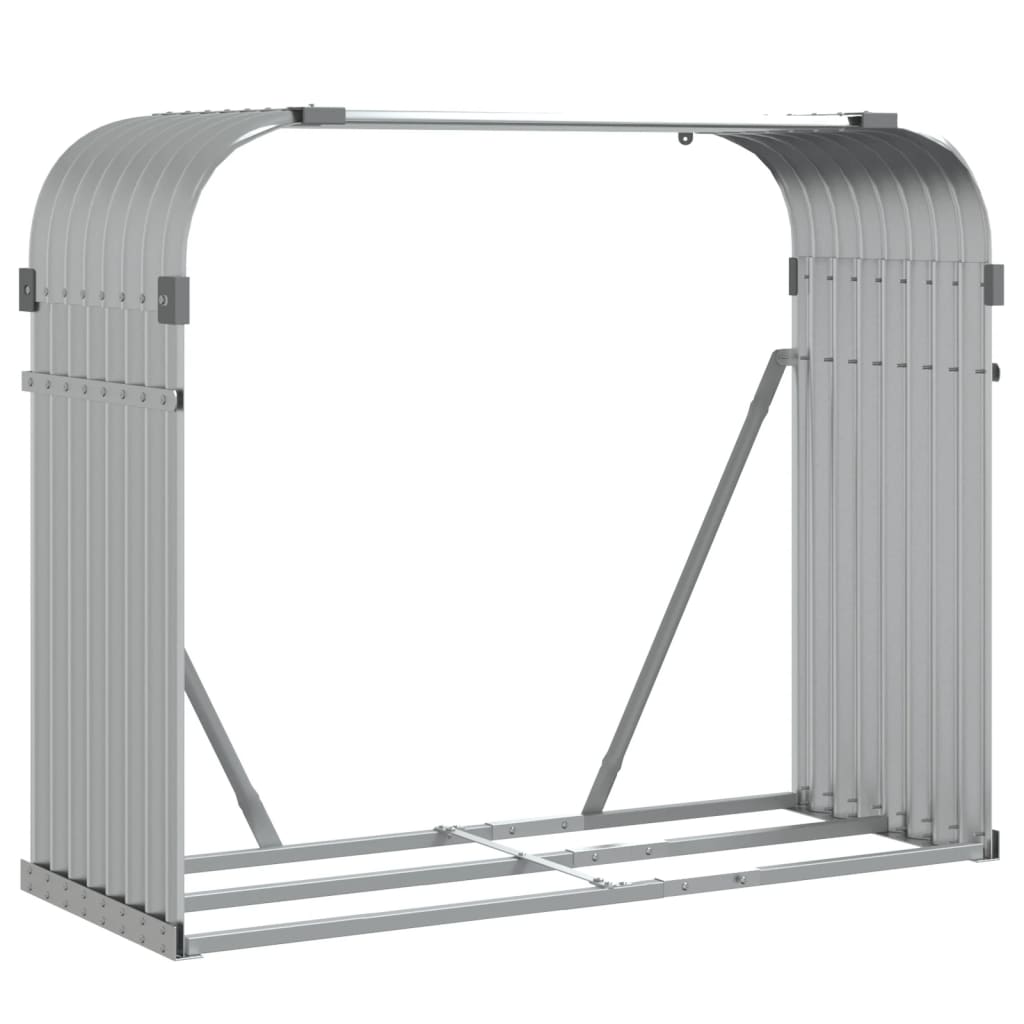 Brennholzunterstand Silber 120x45x100 cm Verzinkter Stahl Holzlager außen