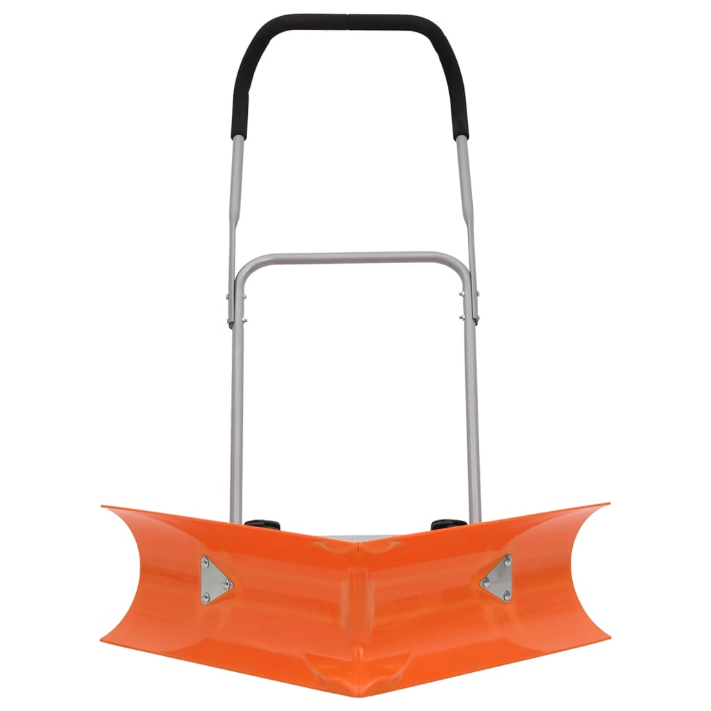 V-Form Schneeschieber mit verstellbarem Teleskopgriff Orange Stahl