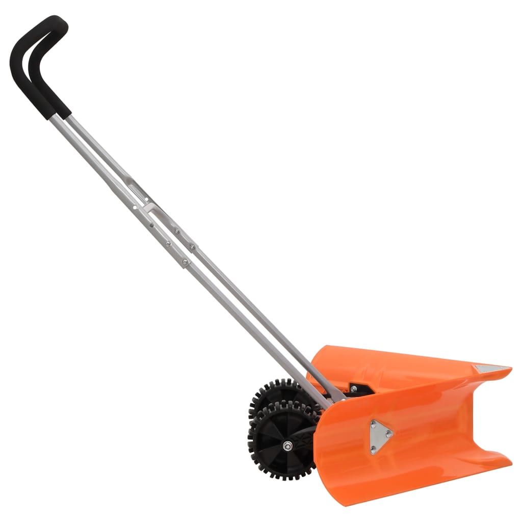 V-Form Schneeschieber mit verstellbarem Teleskopgriff Orange Stahl