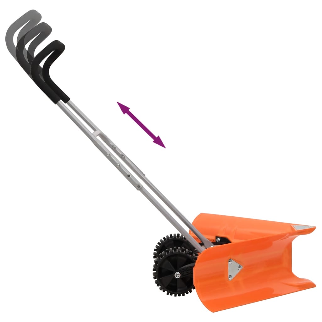 V-Form Schneeschieber mit verstellbarem Teleskopgriff Orange Stahl