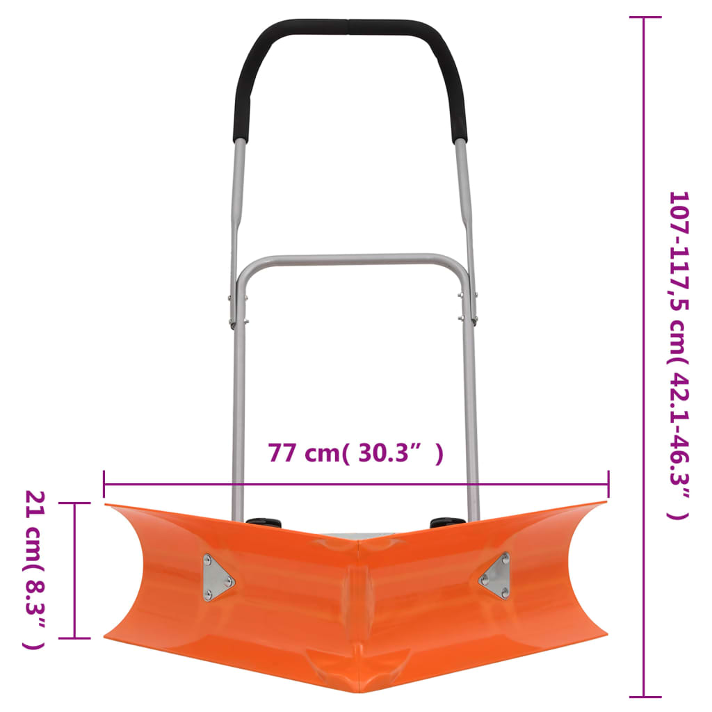 V-Form Schneeschieber mit verstellbarem Teleskopgriff Orange Stahl