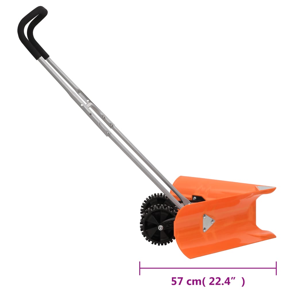 V-Form Schneeschieber mit verstellbarem Teleskopgriff Orange Stahl