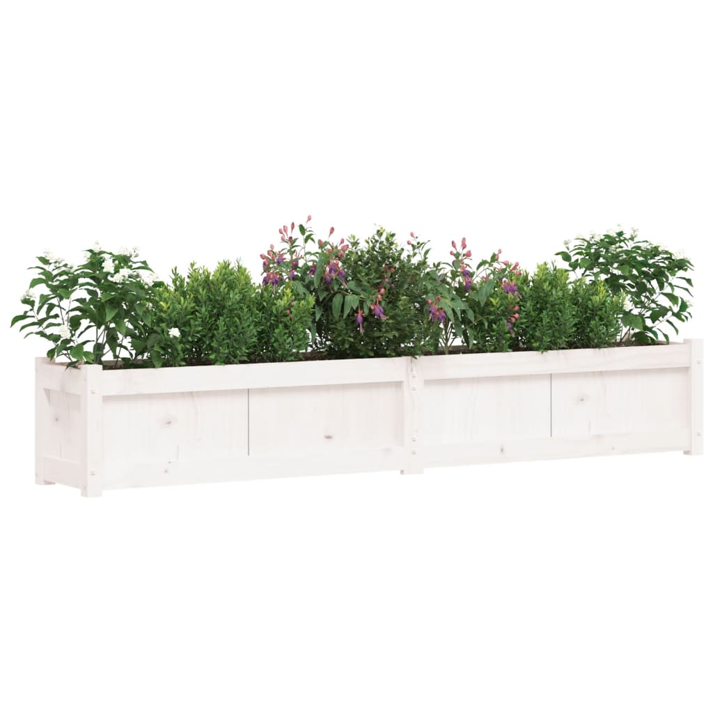 Pflanzkübel 2 Stk. Weiß Massivholz Kiefer 180x31x31 cm rechteckig