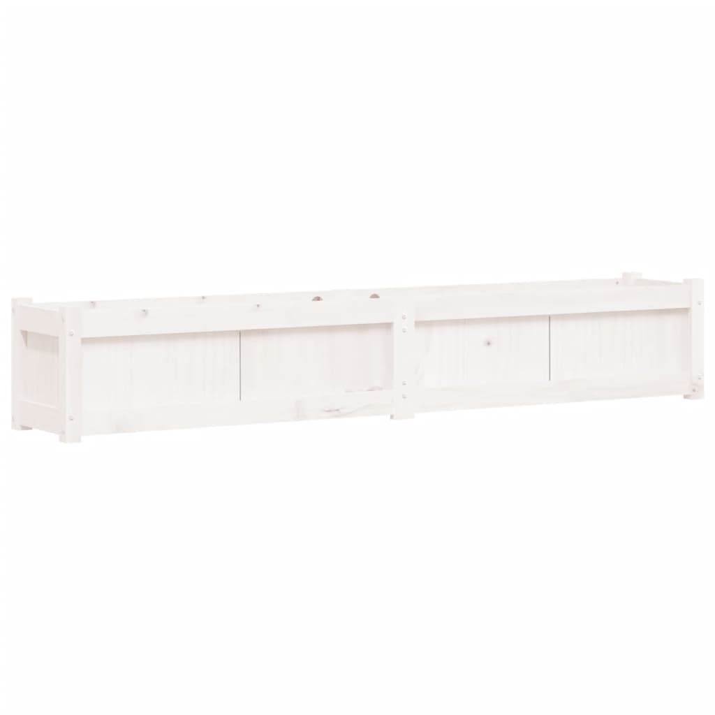 Pflanzkübel 2 Stk. Weiß Massivholz Kiefer 180x31x31 cm rechteckig