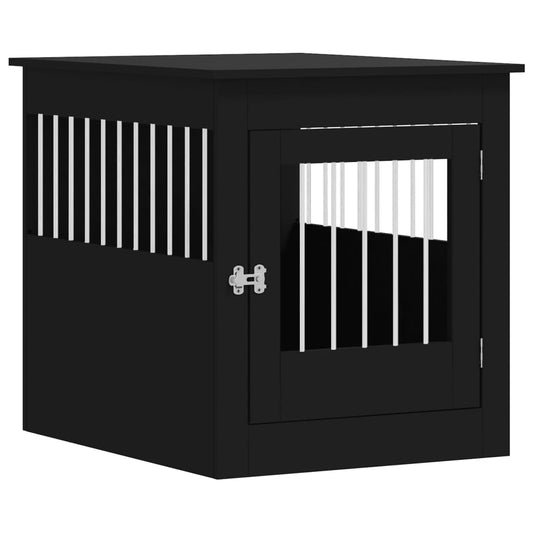vidaXL Dog Cage in Furniture Style Black 64.5x80x71 cm Wood-based Material