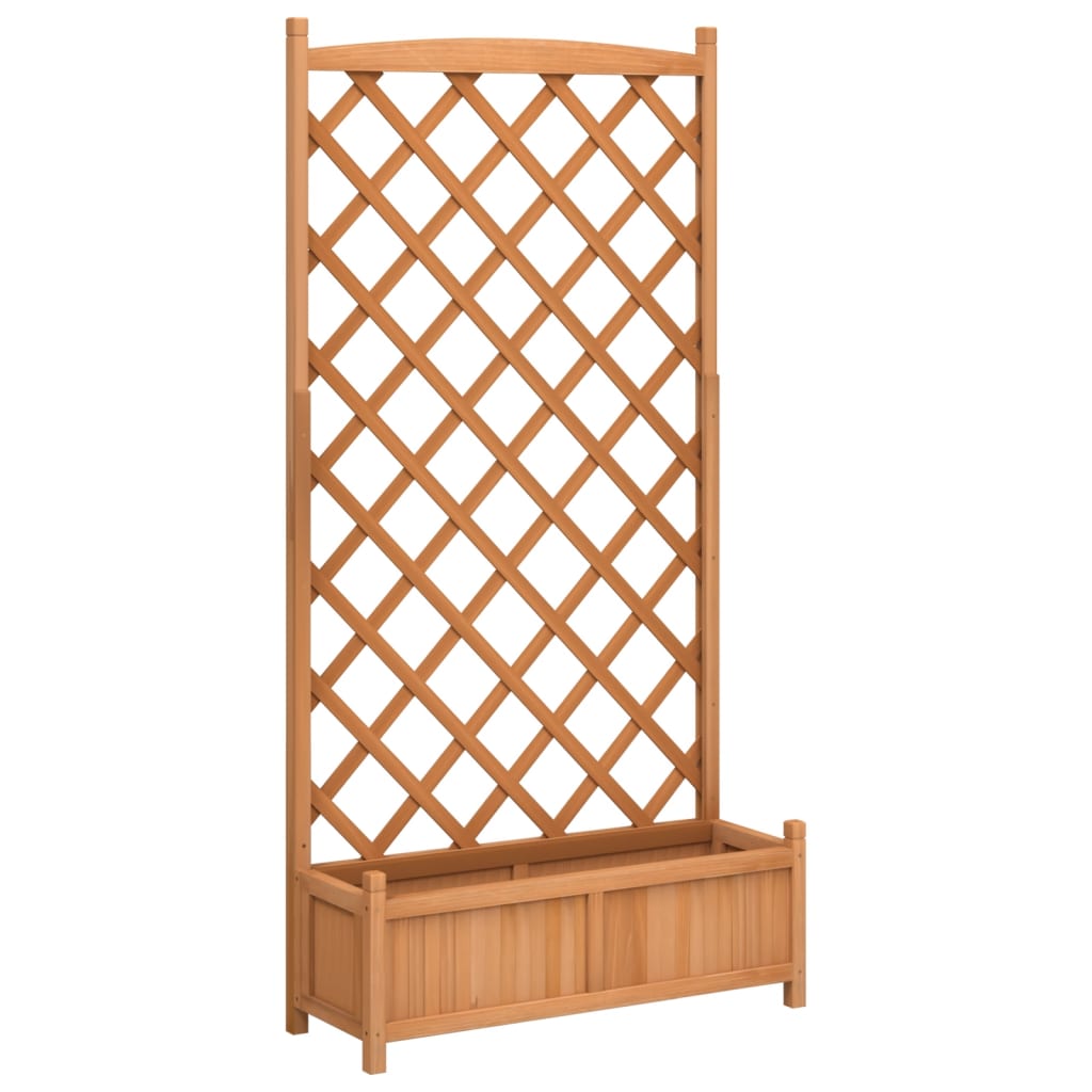 Pflanzkübel mit Spalier Braun Massivholz Tanne 90x35x180cm braun