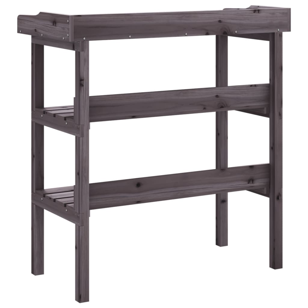 Pflanztisch mit Ablagen Grau 78x38x82,5 cm Massivholz Tanne verzinkt