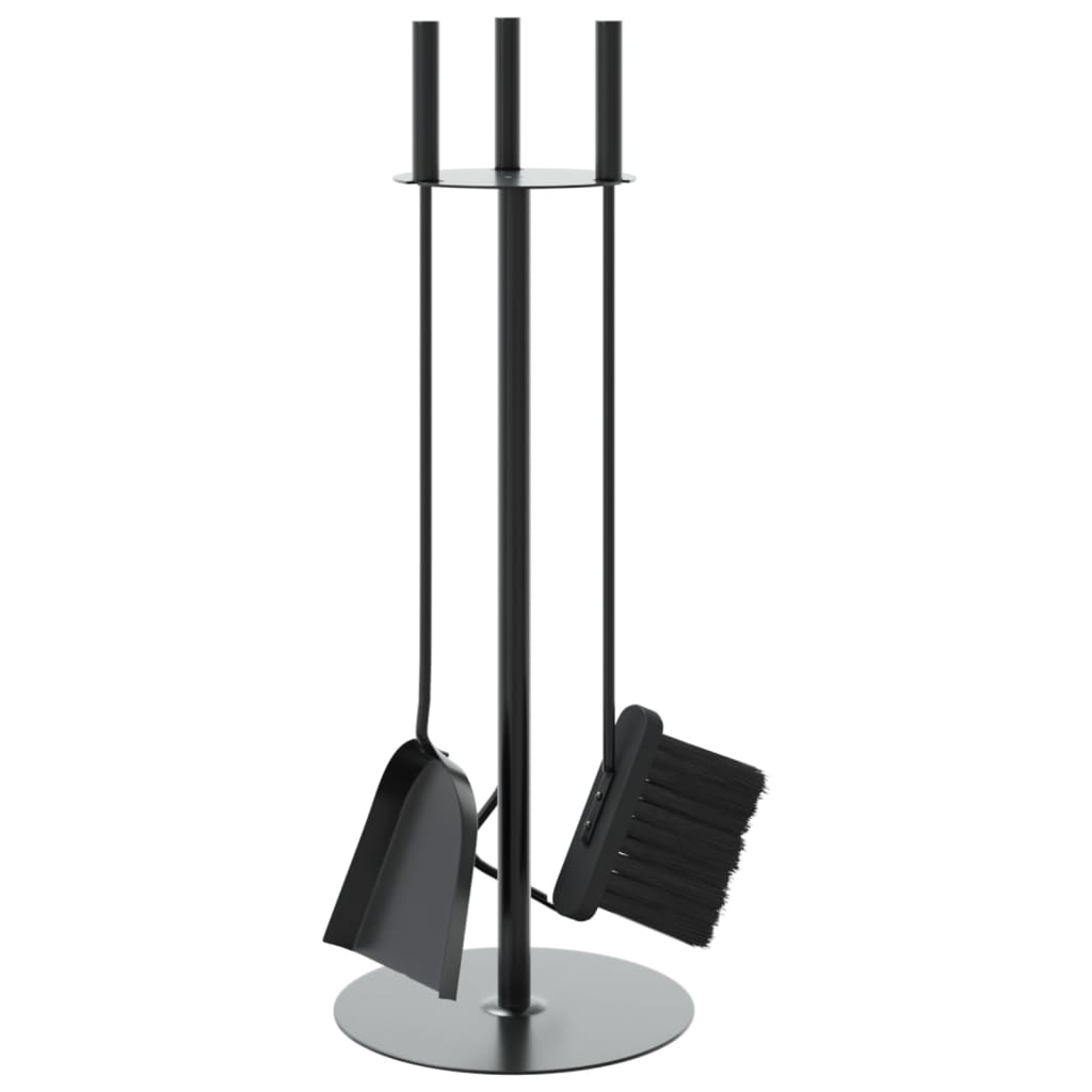 4-tlg. Kaminwerkzeug-Set 22x59 cm Stahl Schwarz Kaminbesteck Kamingarnitur