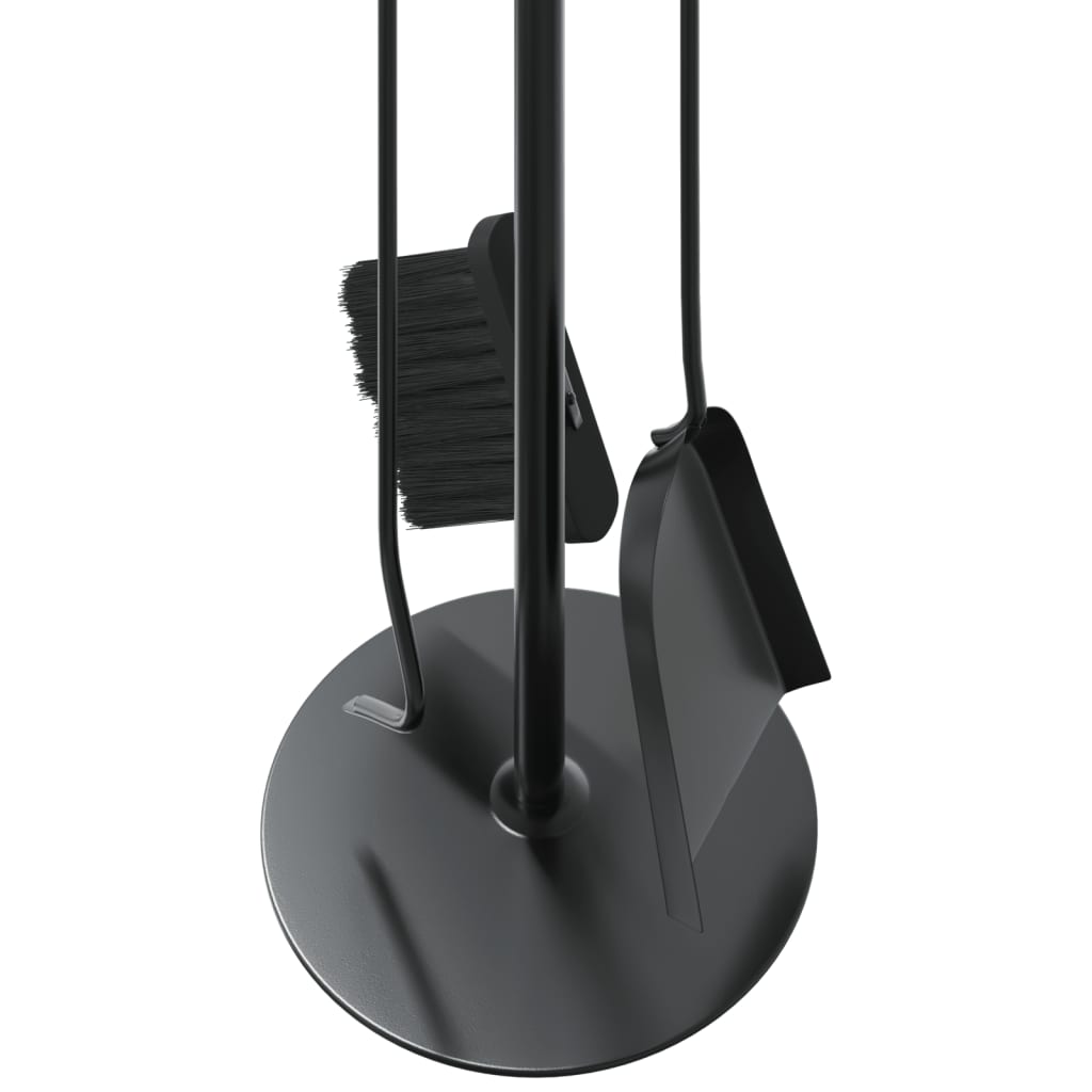 4-tlg. Kaminwerkzeug-Set 22x59 cm Stahl Schwarz Kaminbesteck Kamingarnitur