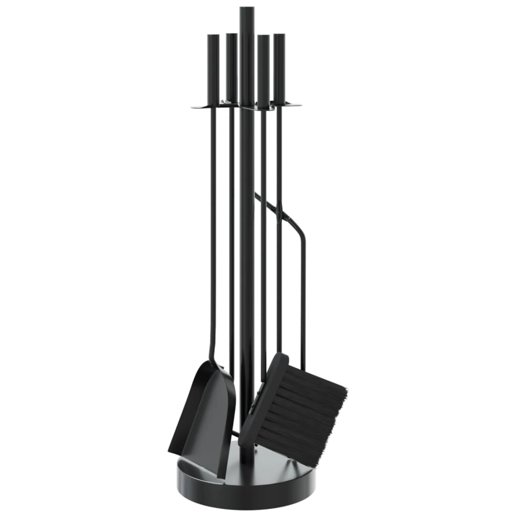 5-tlg. Kaminwerkzeug-Set 18x66 cm Stahl Schwarz Kaminbesteck Kamingarnitur