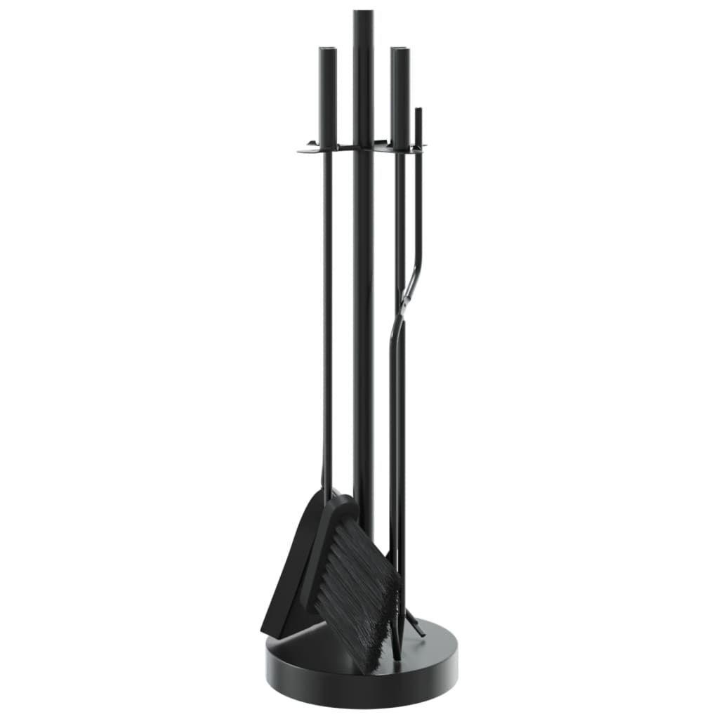 5-tlg. Kaminwerkzeug-Set 18x66 cm Stahl Schwarz Kaminbesteck Kamingarnitur