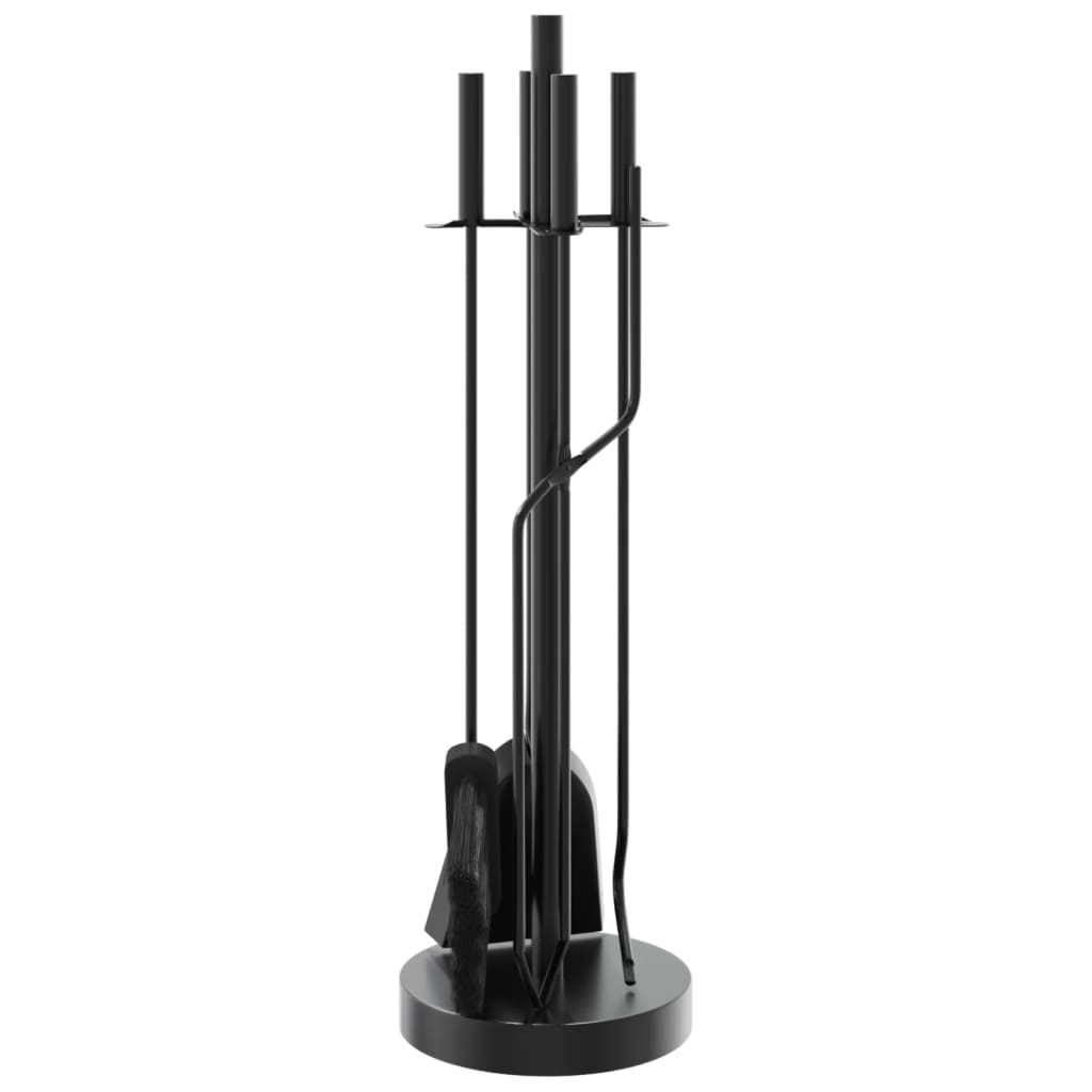 5-tlg. Kaminwerkzeug-Set 18x66 cm Stahl Schwarz Kaminbesteck Kamingarnitur