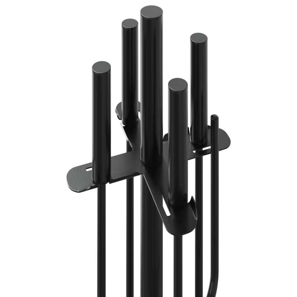 5-tlg. Kaminwerkzeug-Set 18x66 cm Stahl Schwarz Kaminbesteck Kamingarnitur