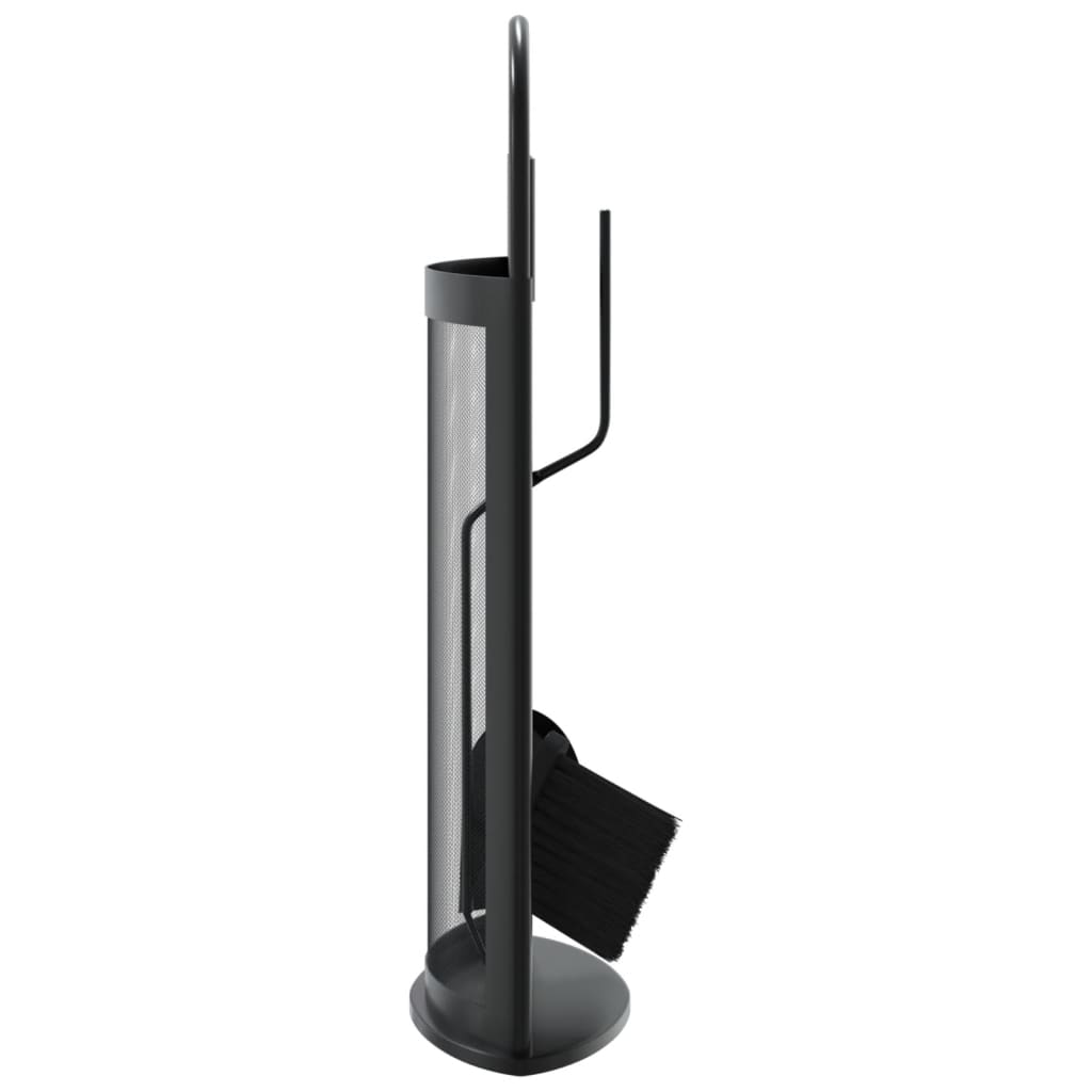 5-tlg. Kaminwerkzeug-Set 23x15x66 cm Stahl Schwarz Kaminbesteck Kamingarnitur