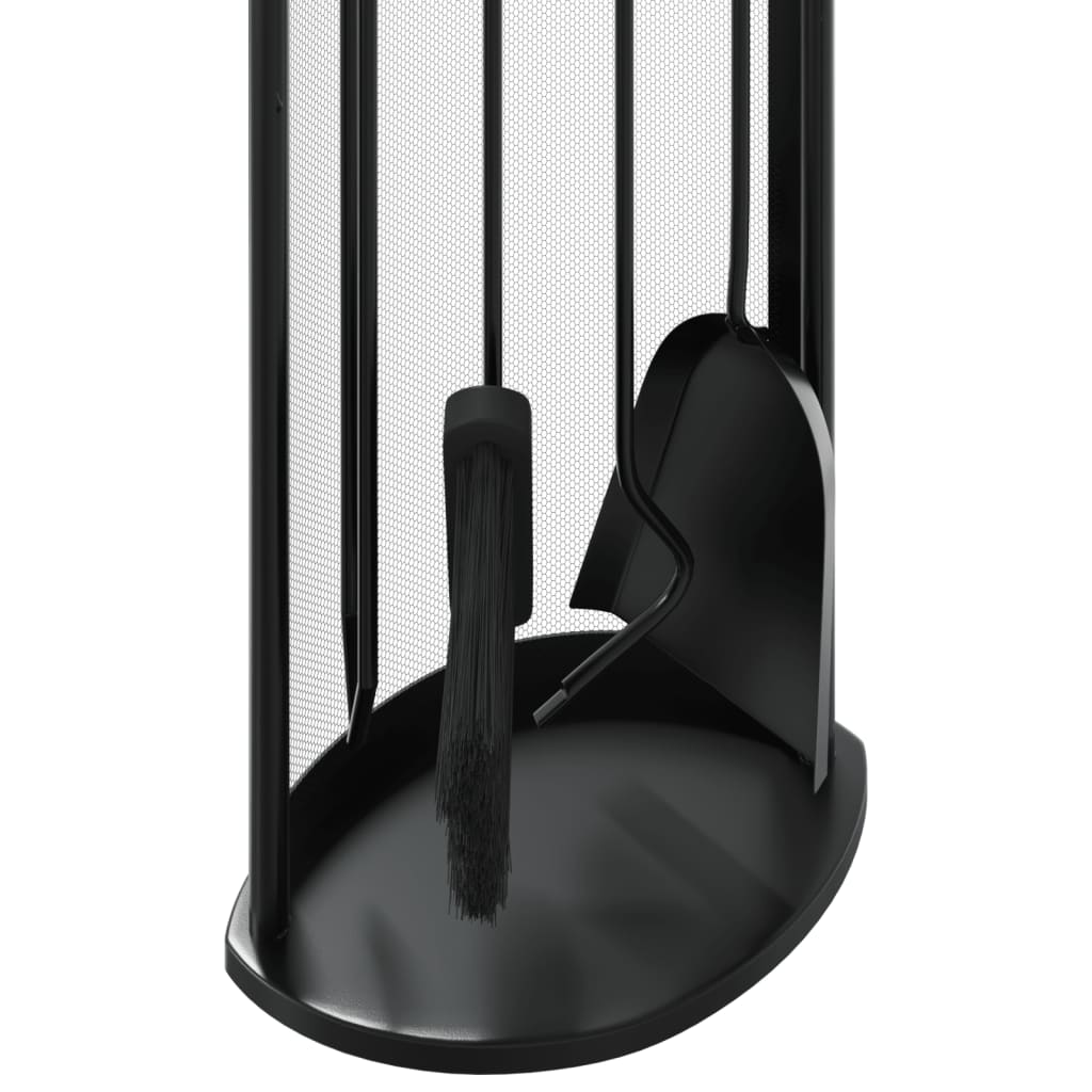 5-tlg. Kaminwerkzeug-Set 23x15x66 cm Stahl Schwarz Kaminbesteck Kamingarnitur