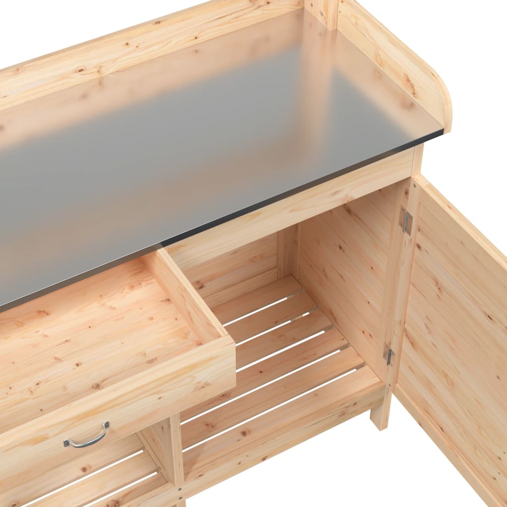 vidaXL Planting table with cabinet 110.5x45x124.5 cm Solid fir wood