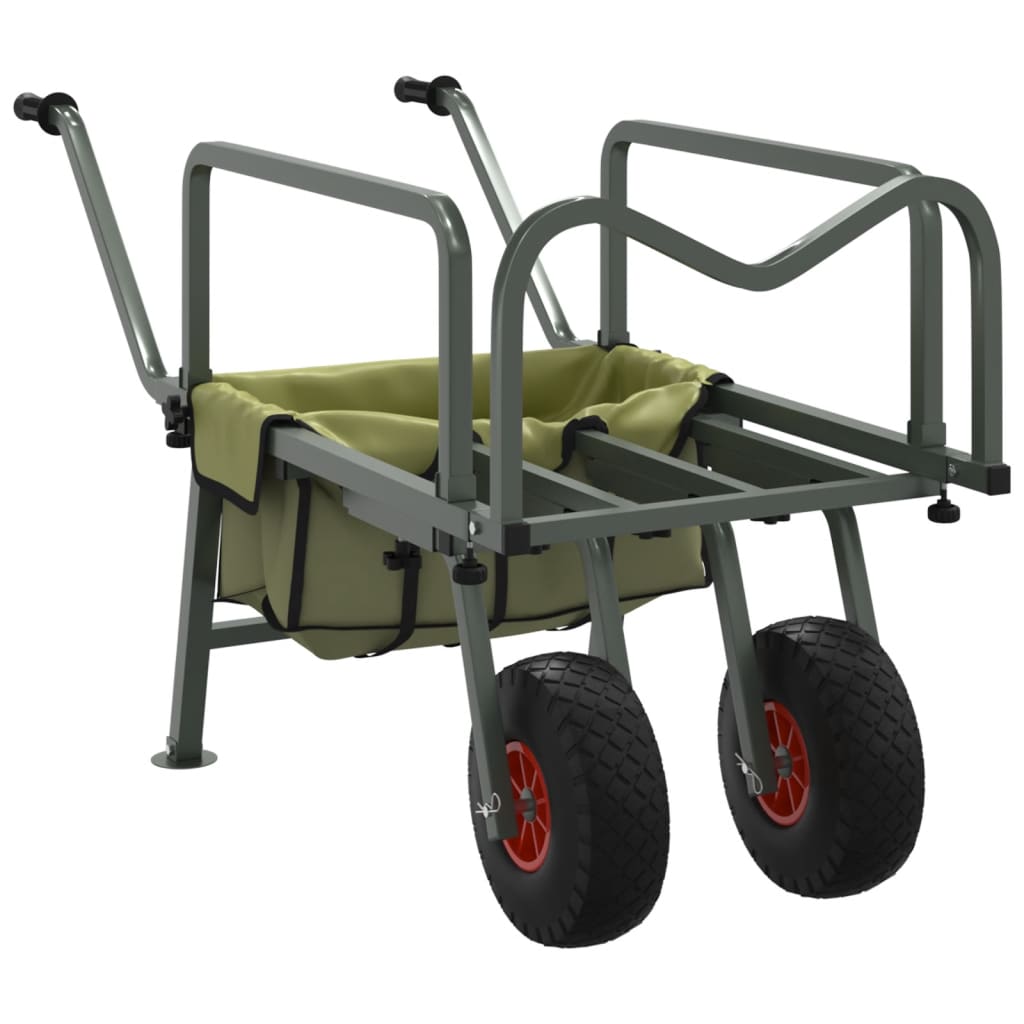 Angelwagen 2 Räder Grün Angel Trolley Transportwagen klappbar Campingtrolley