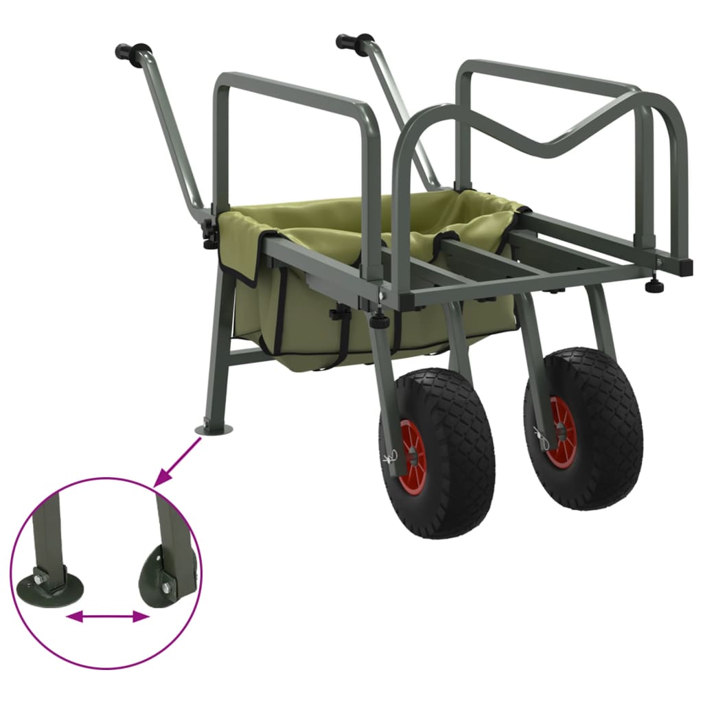 Angelwagen 2 Räder Grün Angel Trolley Transportwagen klappbar Campingtrolley