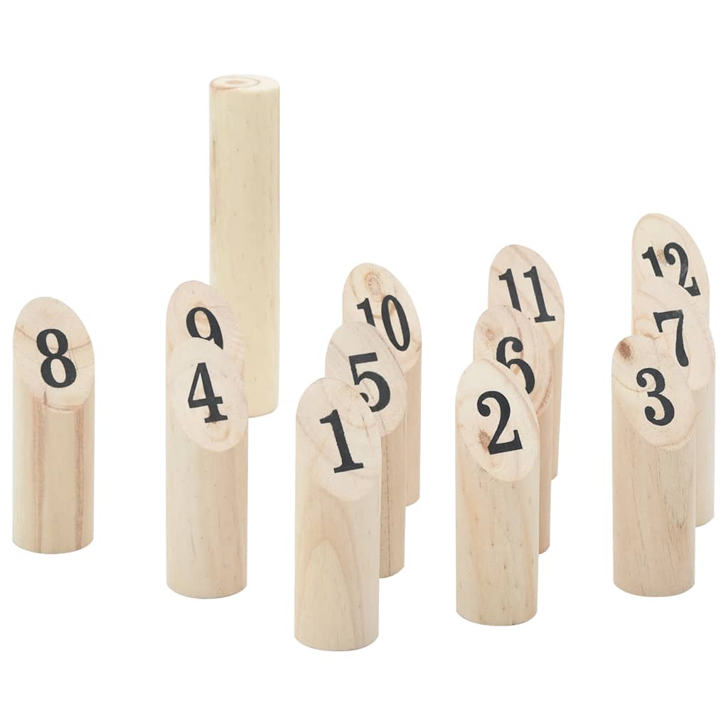 Kubb-Spielset 13tlg. mit Tragetasche Massivholz Kiefer Wurfspiel aus Holz