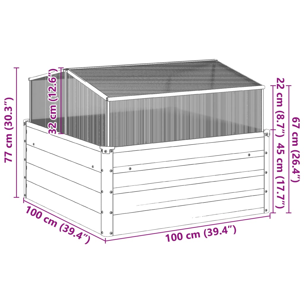 vidaXL Raised Bed with Greenhouse Attachment Corten Steel